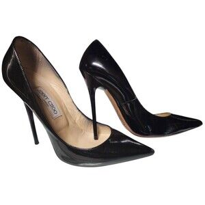 Jimmy Choo Anouk 120 Black Patent Leather Stiletto Pumps Size EU 39